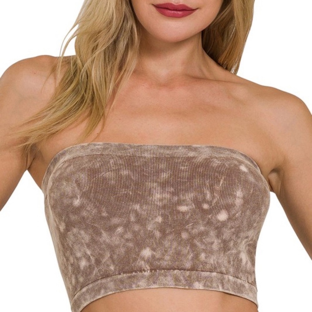 Zenana Outfitters Mocha Ribbed Bandeau
